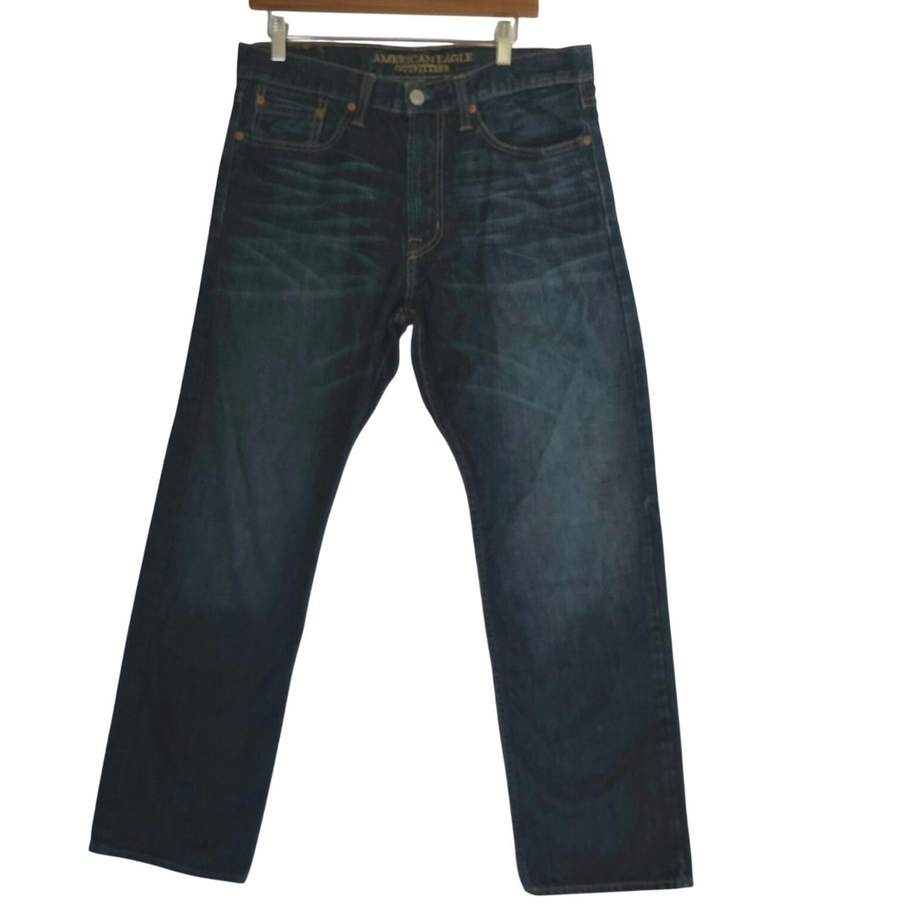 American Eagle Relaxed Straight Jeans Men's 33x32 Dark Wash Denim Classic